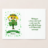 Gelukkig St. Patrick's Day.  klein Iers meisje Folie Kaarten (Binnen)
