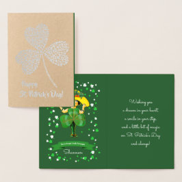Gelukkig St. Patrick's Day. klein Iers meisje Folie Kaarten