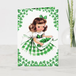Gelukkig St. Patrick's Day. klein Iers meisje Kaart