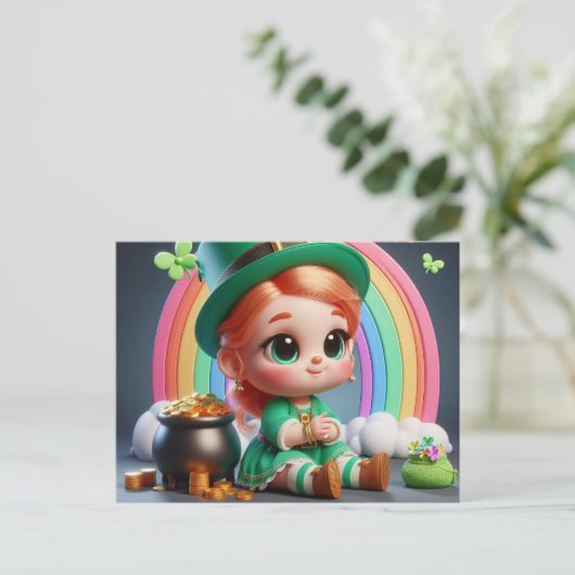 Gelukkig St. Patricks' Day klein meisje Briefkaart (Staand voorkant)