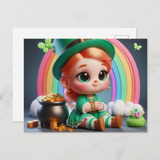 Gelukkig St. Patricks' Day klein meisje Briefkaart (Voorkant / Achterkant)