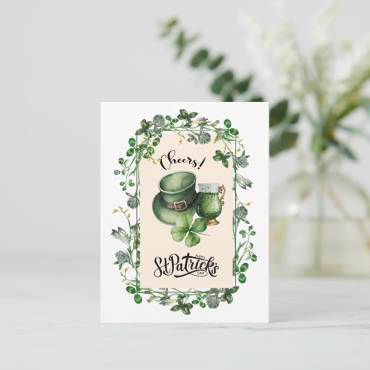Gelukkig St. Patrick's Day. Leprechaun Pet Green B Briefkaart (Staand voorkant)