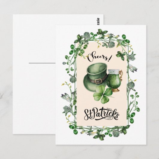 Gelukkig St. Patrick's Day. Leprechaun Pet Green B Briefkaart (Voorkant / Achterkant)