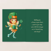 Gelukkig St. Patrick's Day. Little Fairy Irish Gir Folie Kaarten (Binnen)