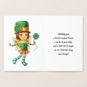 Gelukkig St. Patrick's Day. Little Fairy Irish Gir Folie Kaarten (Binnen)
