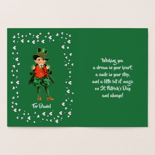 Gelukkig St. Patrick's Day. Little Irish Boy Folie Kaarten (Binnen)