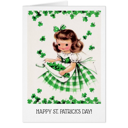Gelukkig St. Patrick's Day. Little Irish Girl Kaar (Voorkant)