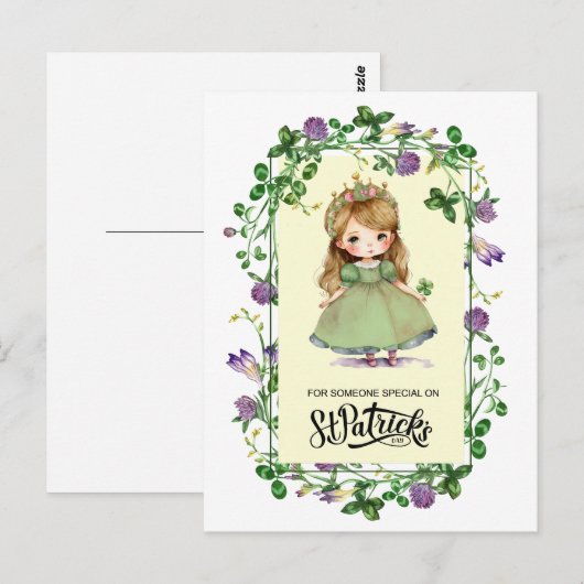 Gelukkig St. Patrick's Day. Little Irish Princess Briefkaart (Voorkant / Achterkant)