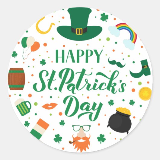 Gelukkig St. Patrick's Day Party Ronde Sticker (Voorkant)