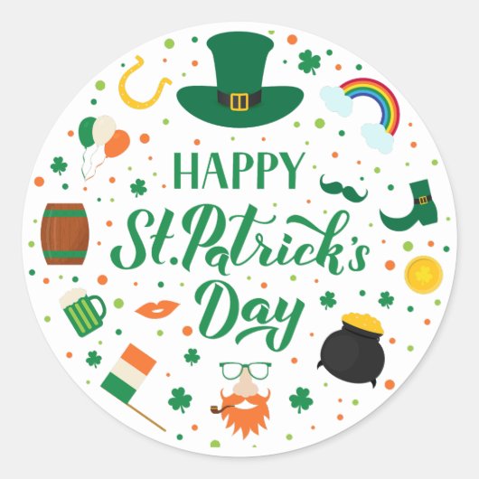 Gelukkig St. Patrick's Day Party Ronde Sticker (Voorkant)