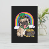 Gelukkig St. Patrick's Day Pug-hond platte wenskaa Kaart (Staand voorkant)