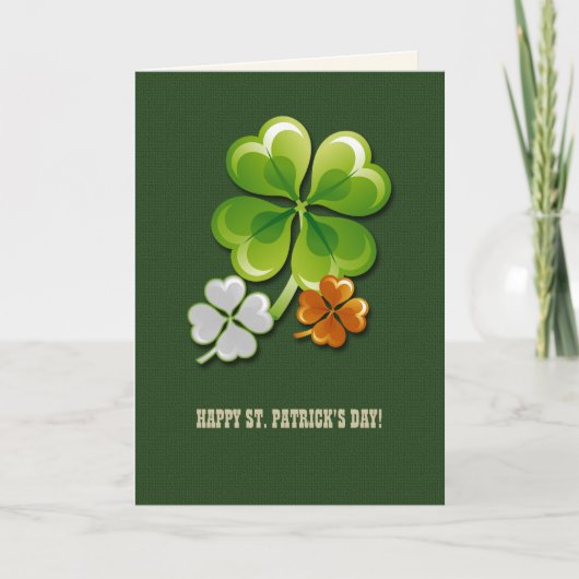 Gelukkig St. Patrick's Day. Tricolor Shamrocks Kaart (Voorkant)