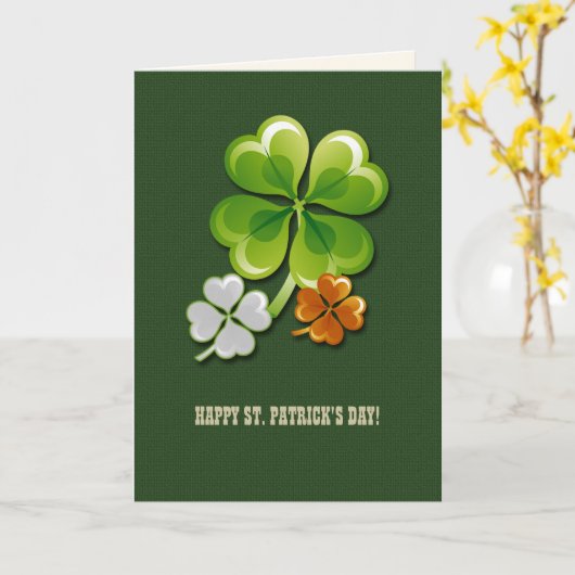 Gelukkig St. Patrick's Day. Tricolor Shamrocks Kaart (Gele Bloem)