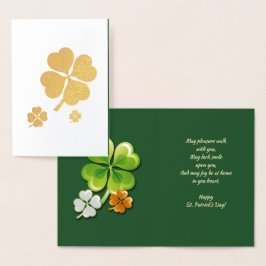 Gelukkig St. Patrick's Day. Tricolor Shamrocks Lux Folie Kaarten