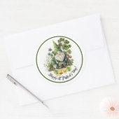 Gelukkig St.Patrick's Day. Waterverf Irish Gnomes Ronde Sticker (Envelop)