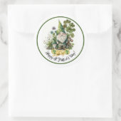Gelukkig St.Patrick's Day. Waterverf Irish Gnomes Ronde Sticker (Tas)