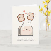 gelukkig stel, bruiloft, toast kaart (Gele Bloem)