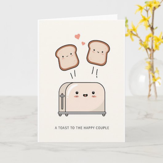 gelukkig stel, bruiloft, toast  kaart (Gele Bloem)