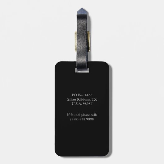 Gelukkig stel foto zilveren lint jubileum bagagelabel (Achterkant verticaal)