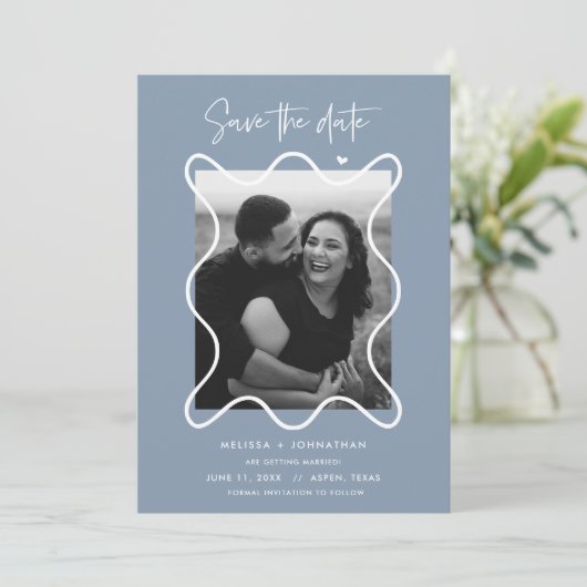 Gelukkig stel Save the date trouw aankondiging (Staand voorkant)