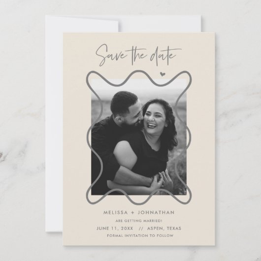 Gelukkig stel Sla de datum op voor trouwannonce Save The Date (Voorkant)