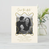 Gelukkig stel Sla de datum op wedding aankondiging (Staand voorkant)