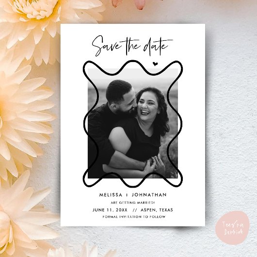 Gelukkig stel Sla de datum op weddingaankondiging Save The Date