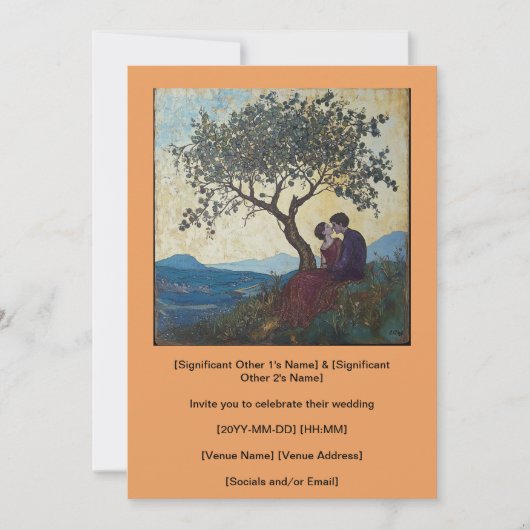 Gelukkig stel zoentend uitnodiging (Voorkant)