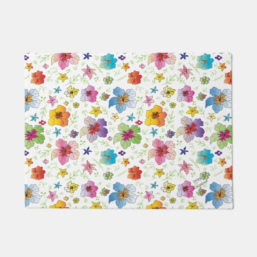 Gelukkig, stijlvol ventilatorpatroon kleurrijk deurmat (Voorkant)