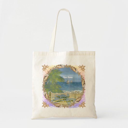 Gelukkig Strand Oord Tote Bag (Voorkant)