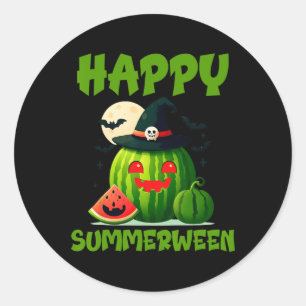Gelukkig Summerween Zomer Watermeloen Jack-o-lante Ronde Sticker