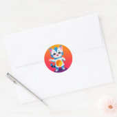 Gelukkig Tabby Kitten Ronde Sticker (Envelop)