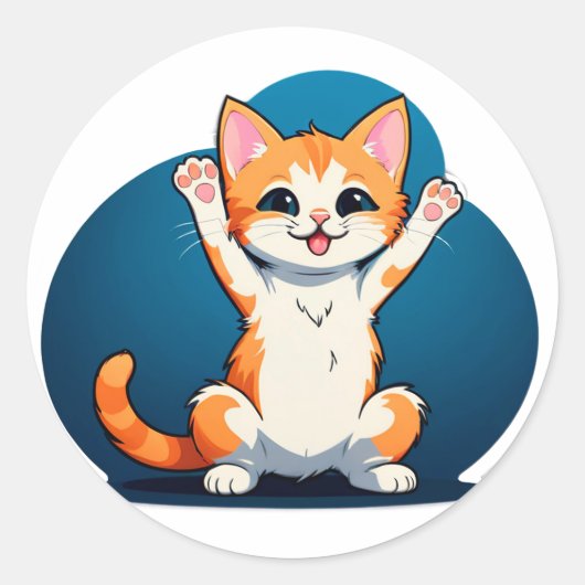 Gelukkig Tabby Kitten Ronde Sticker (Voorkant)