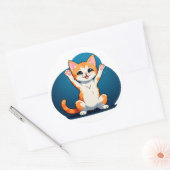 Gelukkig Tabby Kitten Ronde Sticker (Envelop)