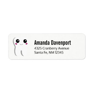 Gelukkig tand-tand-glimlachend testtekenadres etiket