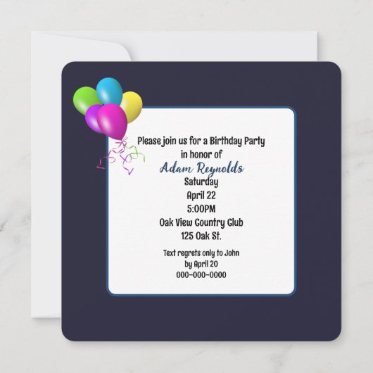 Gelukkig teken van het verjaardagspartij kaart (Achterkant)