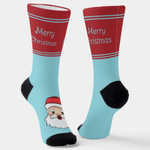 Gelukkig tekenfilm Kerstman hoofd met aangepaste t Sokken