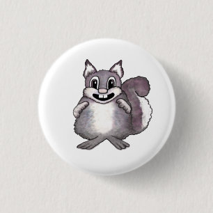 Gelukkig tekenfilmtekening van eekhoorn ronde button 3,2 cm