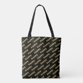 Gelukkig tekstpatroon tote bag (Achterkant)