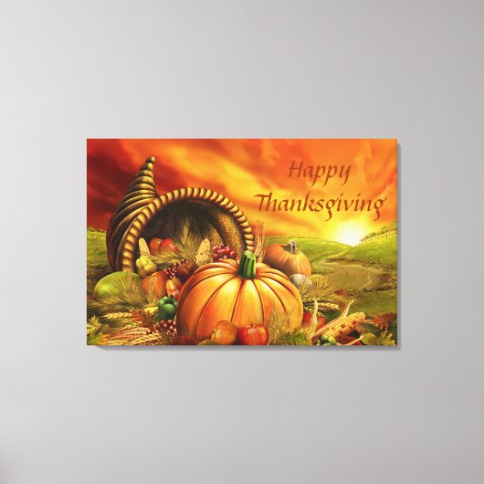 Gelukkig Thanksgiving 2 gewikkeld canvas Afdruk (Voorkant)