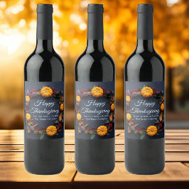 Gelukkig Thanksgiving Aangepaste Pompoen Krans Mod Wijn Etiket