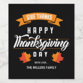 Gelukkig Thanksgiving! Aangepaste reeks Wijn Etiket (Enkel label)