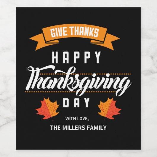 Gelukkig Thanksgiving! Aangepaste reeks Wijn Etiket (Enkel label)