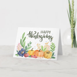 Gelukkig Thanksgiving Aquarel Pompoenen Feestdagen Kaart