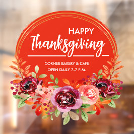 Gelukkig Thanksgiving Bloemengrans Krans Ramenstic Raamsticker