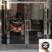 Gelukkig Thanksgiving Bloemenkrans Raamsticker (Kantoordeur)