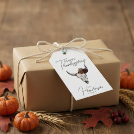 Gelukkig Thanksgiving Bloemkoeischedel Herfst Oogs Cadeaulabel