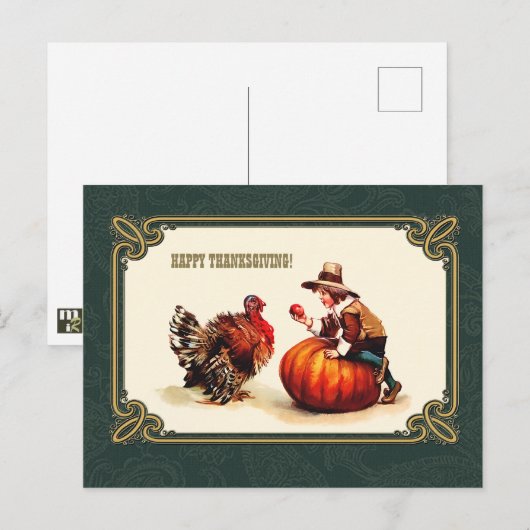 Gelukkig Thanksgiving. Briefkaarten voor  ontwerp (Voorkant / Achterkant)