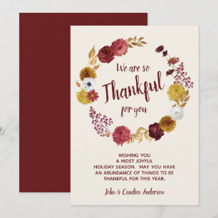 Gelukkig Thanksgiving Burgundy Gold Floral