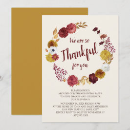 Gelukkig Thanksgiving Burgundy Gold Floral Kaart